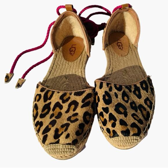 UGG Shoes - UGG Libbi Calf Hair Leopard Espadrille Flats Size 8